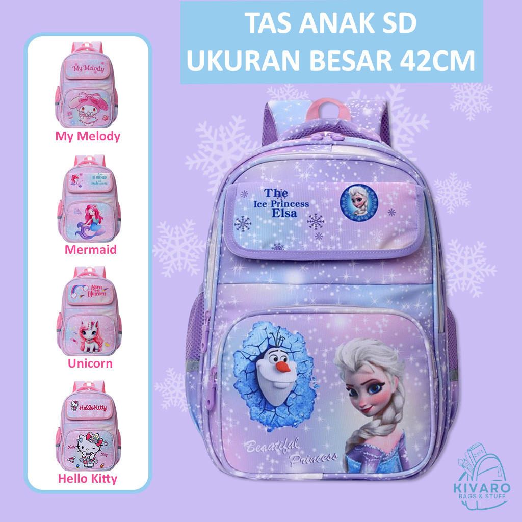 Jual Tas Elsa Anak Perempuan SD Frozen Besar 42cm Ransel Sekolah | 0886 ...