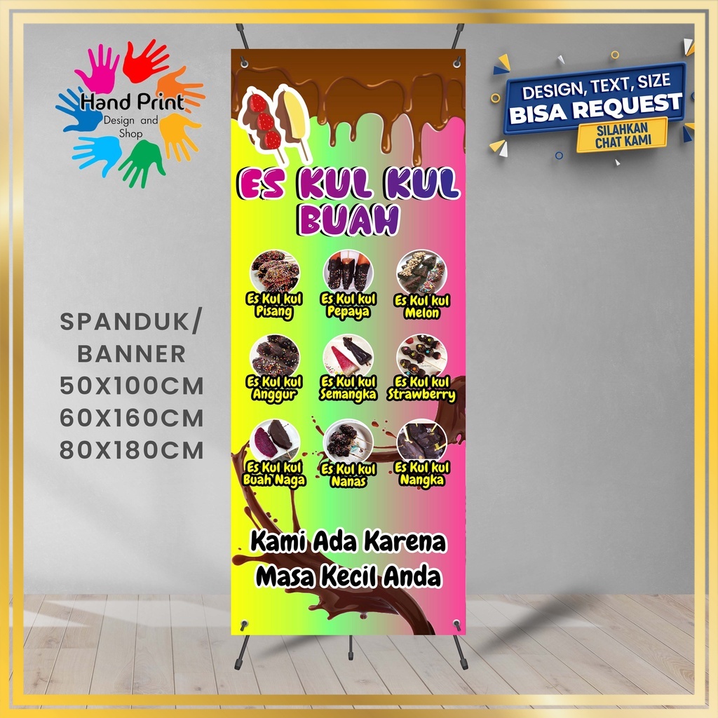 Jual SPANDUK / BANNER Es Kul Kul Pelangi E Bisa Request Desain | Shopee