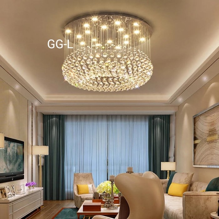 Jual Lampu hias plafon/Lampu hias ruang tamu/Lampu kristal donat D80