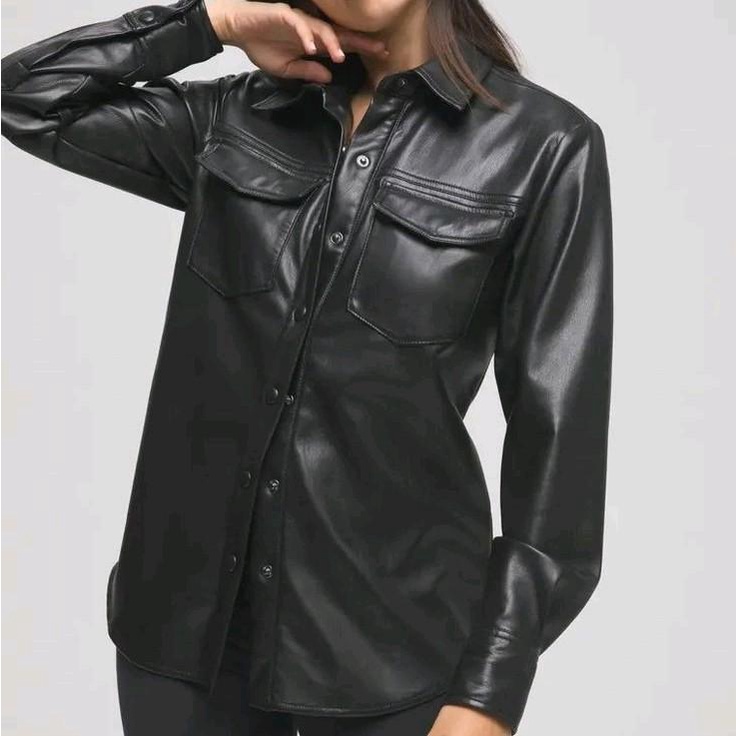 Jual Jaket Kulit Wanita Kemeja Casual Leather Jacket Synthetic Reguler ...