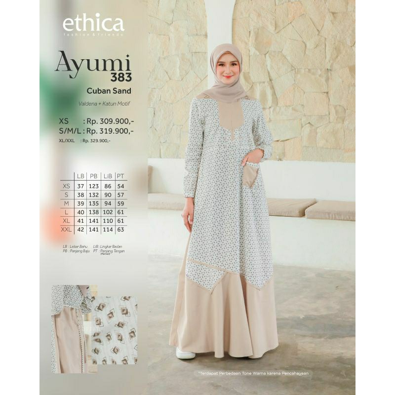 Jual Baju Muslim Ethica Ayumi 383 Cuban Sand Gamis Ethica Ayumi Terbaru