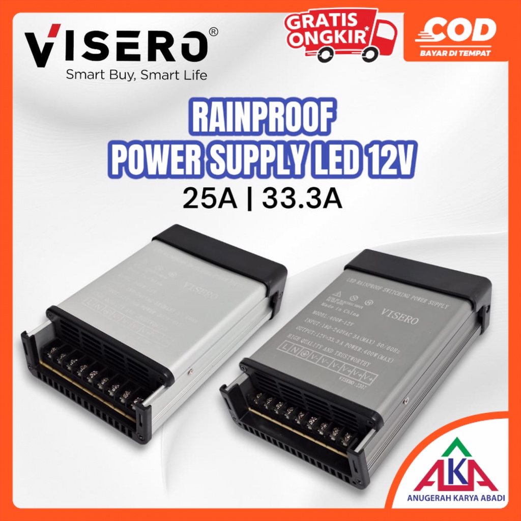 Jual Power Supply LED Tahan Hujan VISERO 300 / 400 Watt AC to DC 12V ...