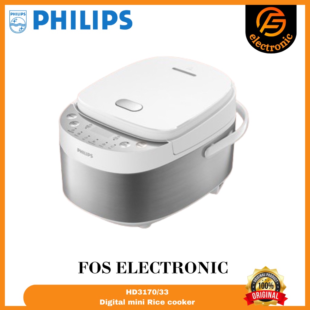 Jual Philips 0.85L Digital Mini Rice Cooker HD3170/33 - White, Inner ...