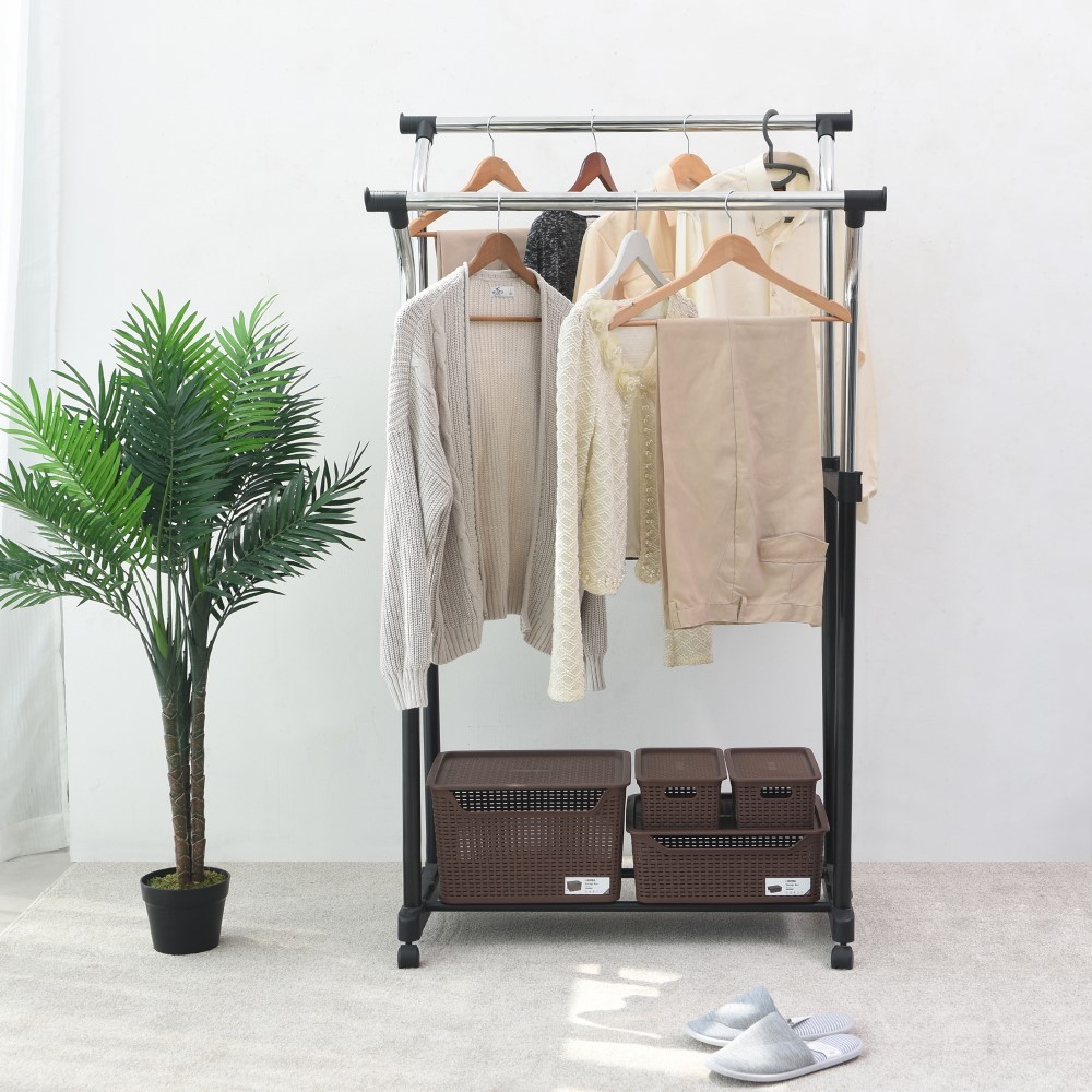 Jual Informa 85.5x57.5x174 cm Gantungan Pakaian Double - Hitam Stand ...