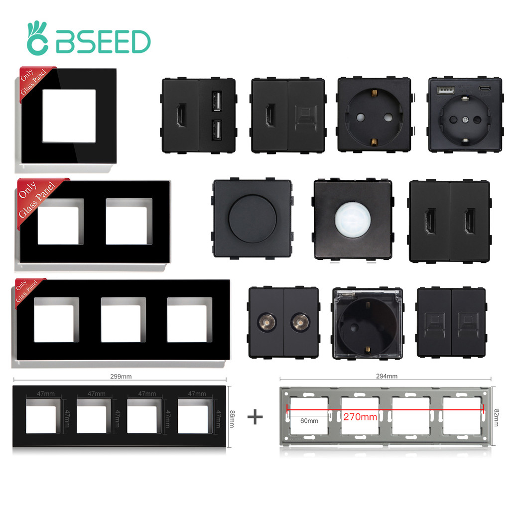 Jual BSEED Glass Frames EU Standard PIR Sensor Switches Module Part ...