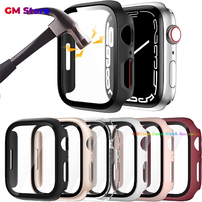 Jual Glass+Case Tempered For Apple Watch Series 9 8 7 6 SE 5 4 3 2 1