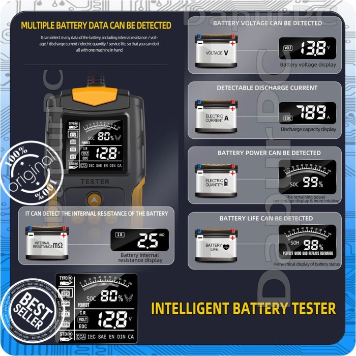Jual FOXSUR FBT-200 Tester Aki LIFE Detector System 3AH-200AH with LCD ...