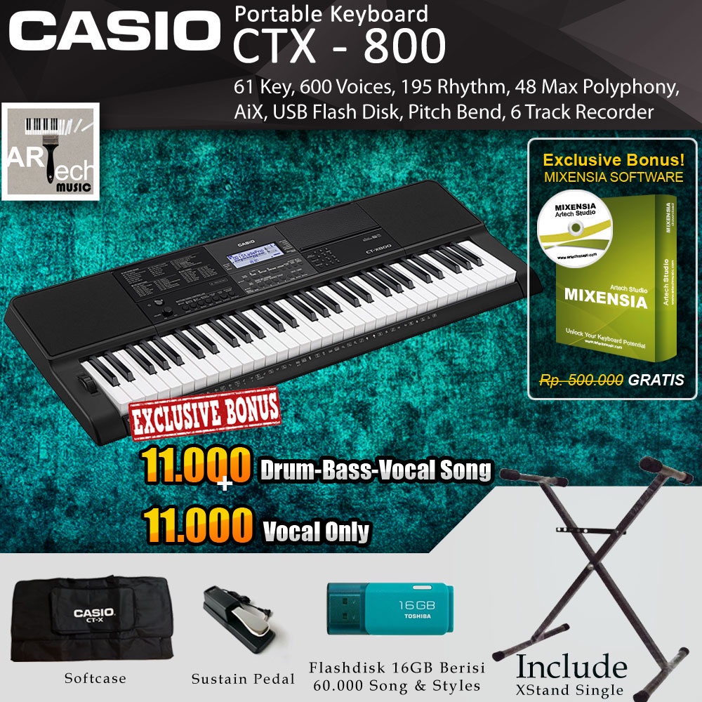 Jual Keyboard Casio Ctx 800 With Stand Ct X800 Ctx800 Spek Diatas