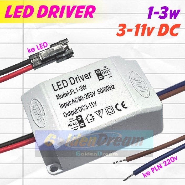 Jual LED Driver + Casing utk 1-3w LED input 220v output 3-11V DC ...