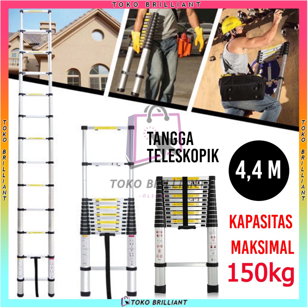 Jual Tangga Lipat 4.4 Meter 14/15 Langkah Tangga Aluminium Portabel