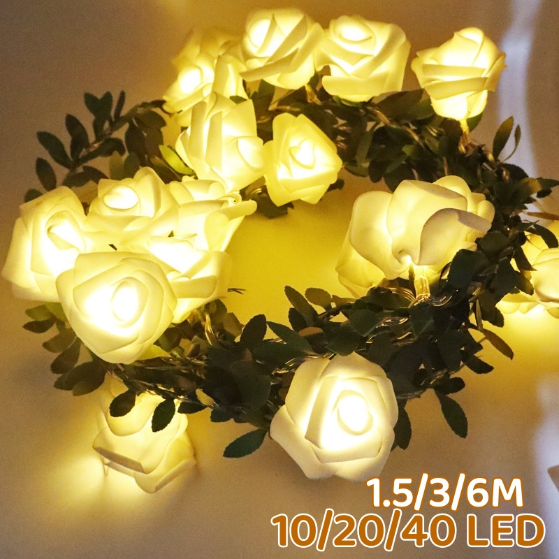 Jual 6M 40 Lampu Bunga Mawar /Rose Light Led Lampu/ Model Bunga Daun ...