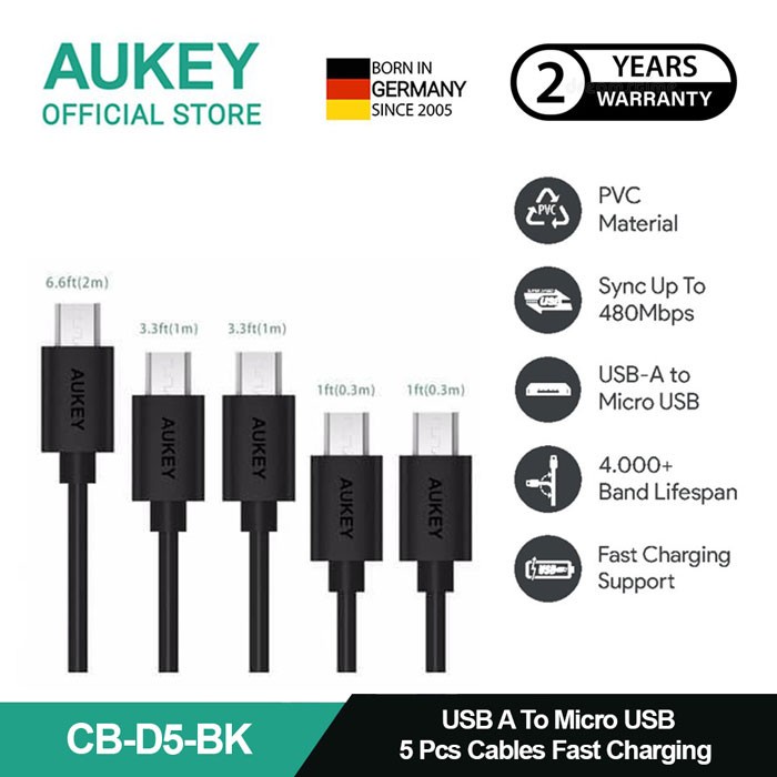 Jual Aukey Kabel Charger Pcs Usb A To Micro Pvc Cb D Black A