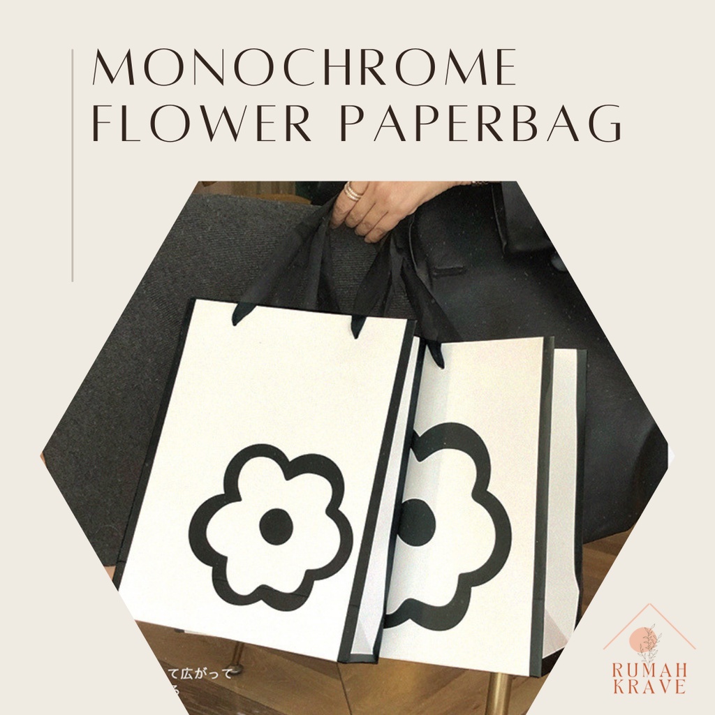 Jual RUMAH KRAVE - Monochrome Flower Paperbag Bunga Hitam Putih ...