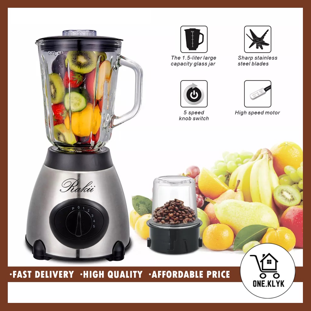 Jual BLENDER 2 IN 1 Stainless Steel dengan Gelas Kaca Premium Blender Juicer dan Blender Bumbu