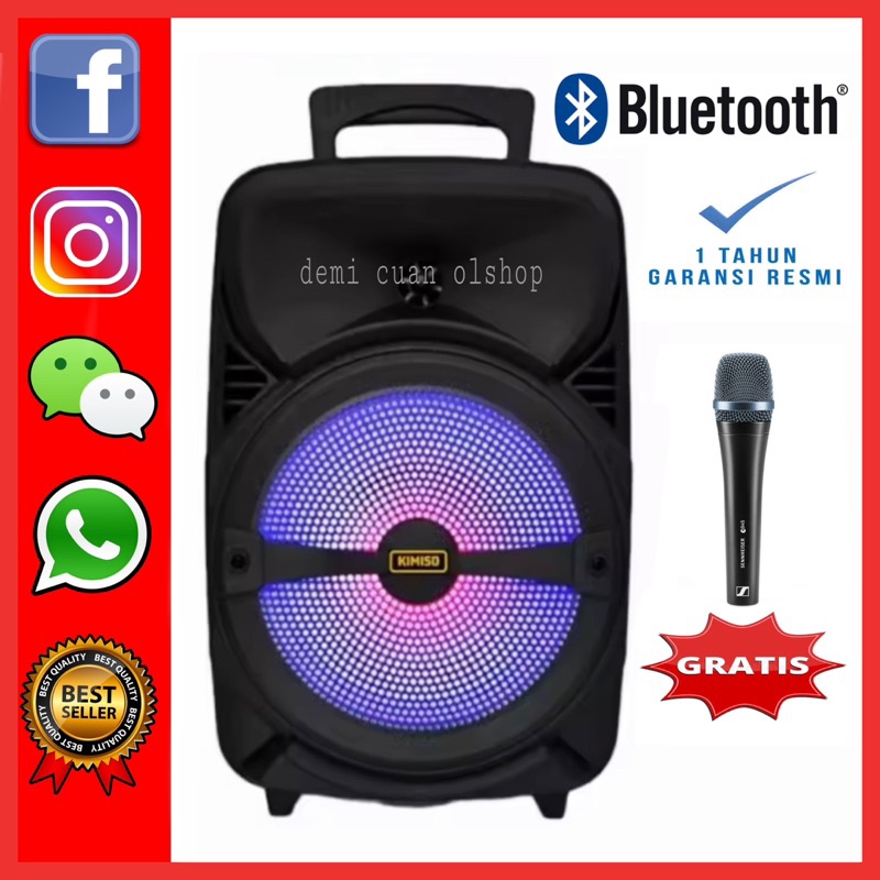 Jual (COD) Speaker Bluetooth Karaoke Ukuran Besar Gratis Mic Full Bass