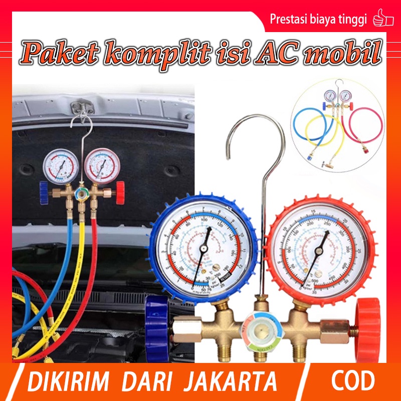 Jual Paket komplit isi AC mobil R134a double manifold Paket lengkap isi
