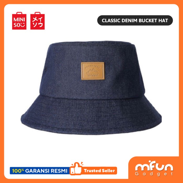 Jual Miniso Adventure Denim Series Bucket Hat With Label Shopee Indonesia