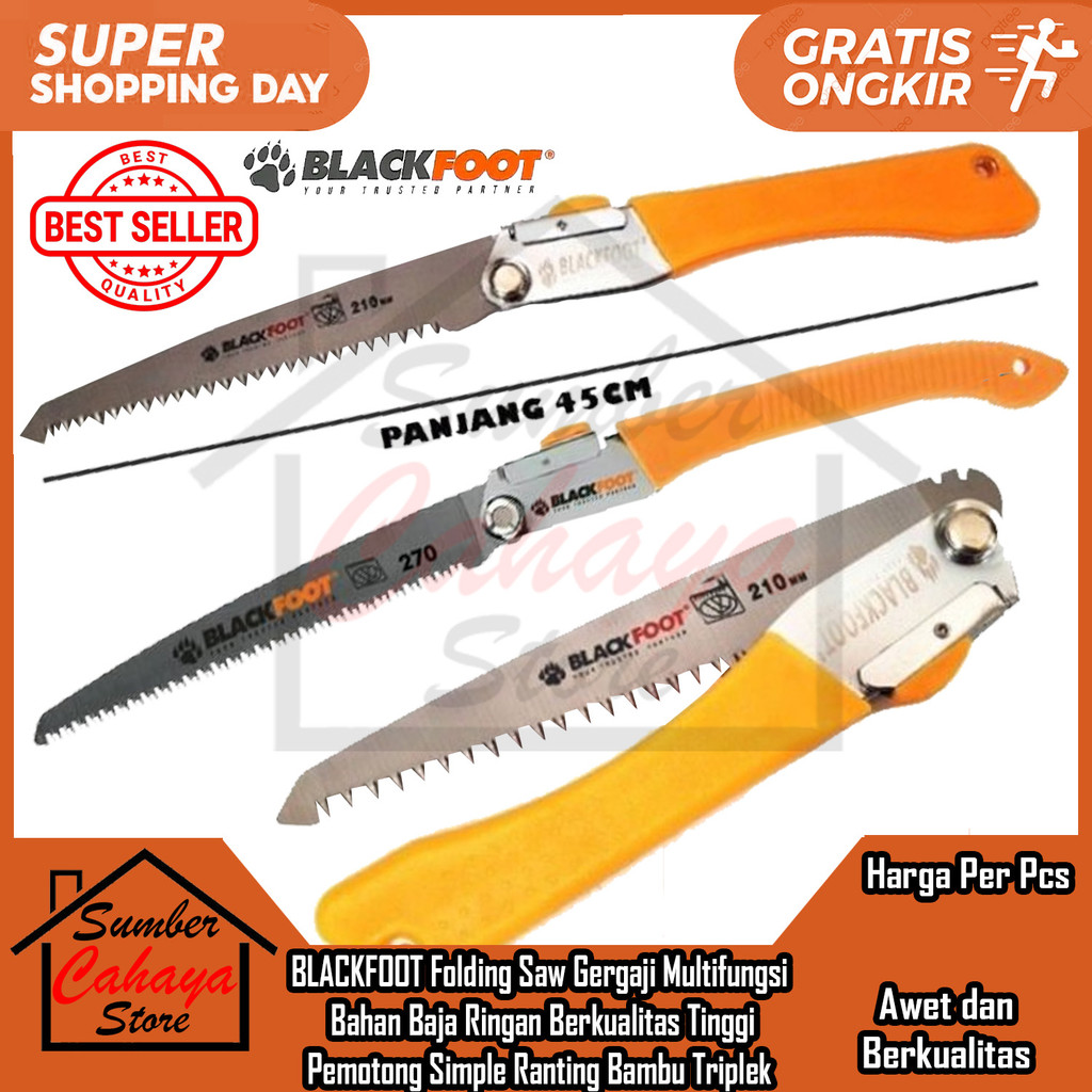 Jual BLACKFOOT 270 Mm Gergaji Kayu Lipat Multifungsi Folding Saw ...