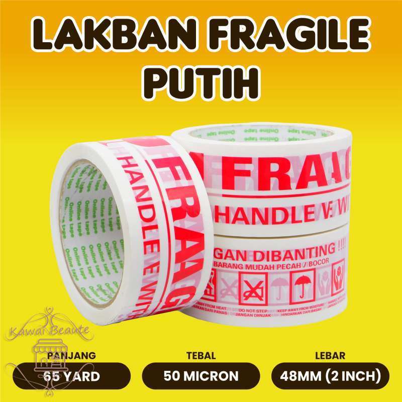 Jual LAKBAN FRAGILE PUTIH JANGAN DIBANTING [65 Yard x 2 inchi x 50 ...