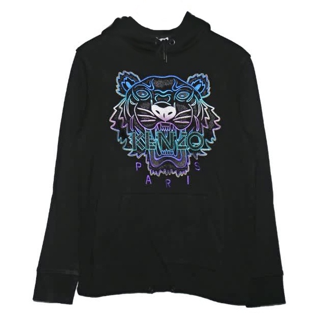Kenzo Tiger Embro Rainbow Reflective Black Hoodie Hoodie Branded Original