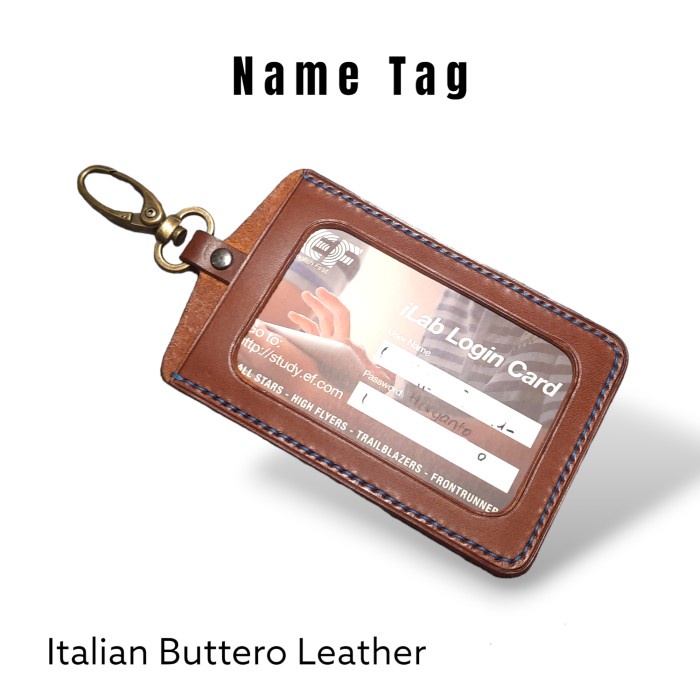 Jual ID Card Italian Buttero Leather | Name Tag Kulit Asli Handmade ...