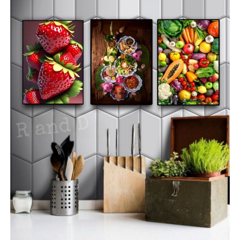 Jual Hiasan Dinding Dapur Gambar Masakan Ukuran 47x31 Dekorasi Gambar