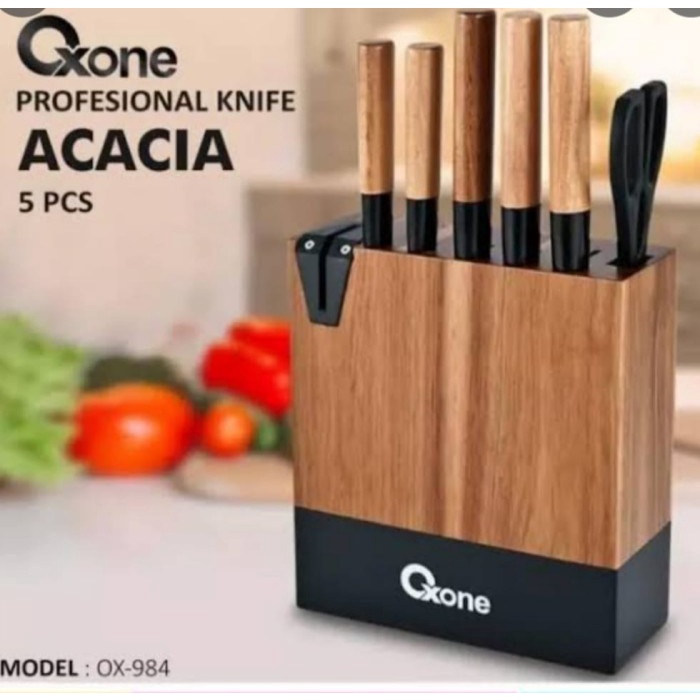 Jual Oxone OX-984 Acacia Knife Set with Wood Block | Shopee Indonesia