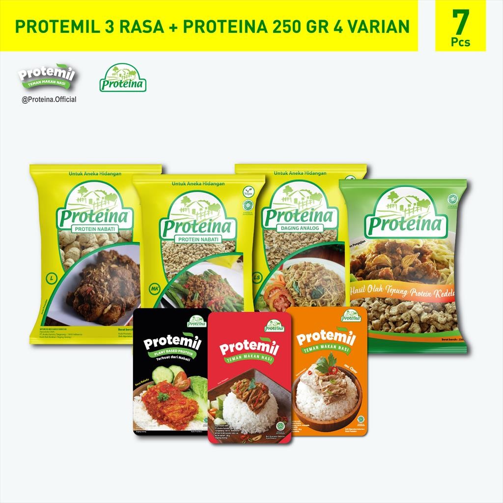 Jual Paket 4 Varian Proteina 250gr + 3 Rasa Protemil / Protein Nabati ...
