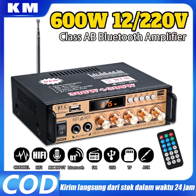 Jual 300W+300W Digital Hifi Bluetooth Stereo Audio Amplifier Fm Radio ...