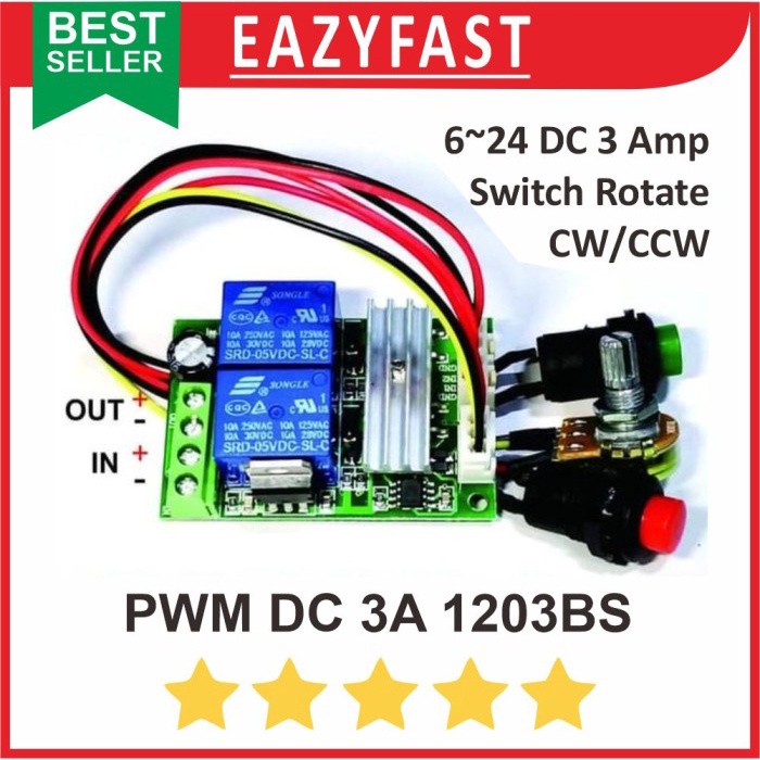 Jual PWM DC 3A 1203BS Fwd Reverse CW CCW Motor Speed Controller Dimmer ...