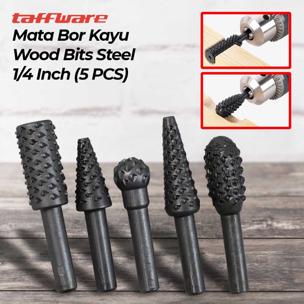 Jual (5 PCS) Taffware Mata Bor Chisel Kikir Ukir Kayu Wood Bits Steel 1 ...