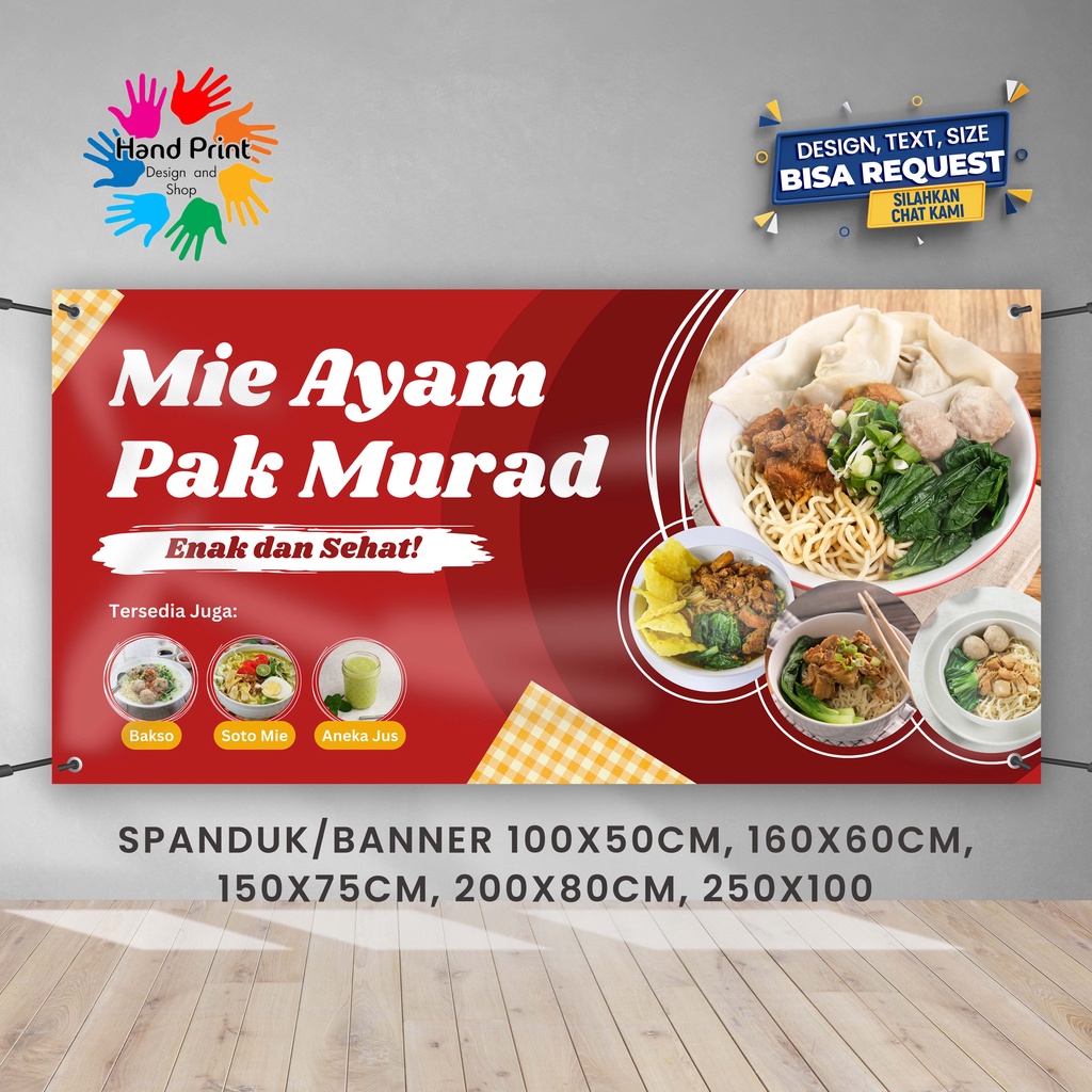 Jual Spanduk Banner Mie Ayam Ceker Bakso Urat Lesehan Bisa Request