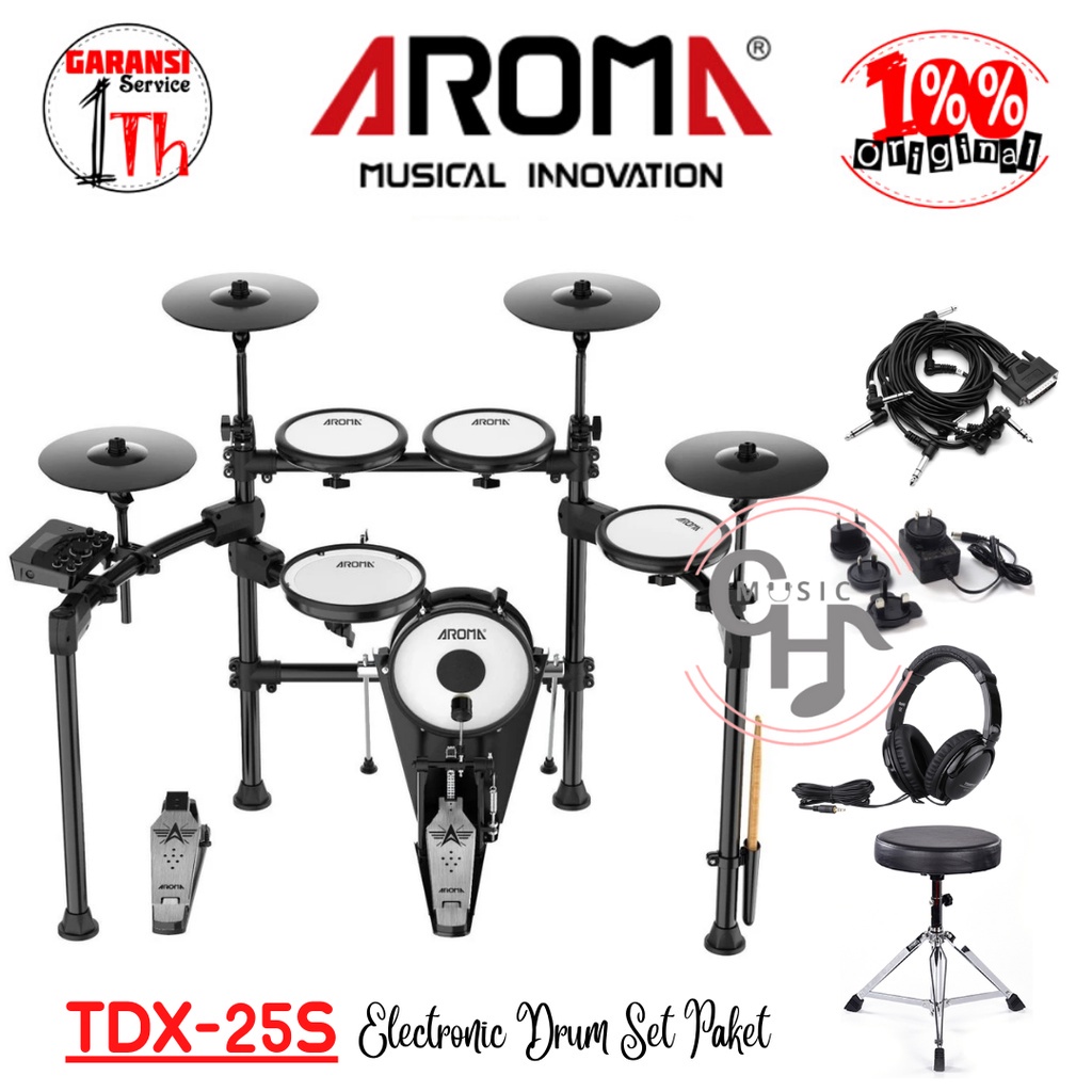 Jual AROMA TDX25S Electronic Drum Kit with All Mesh Head Shopee Indonesia