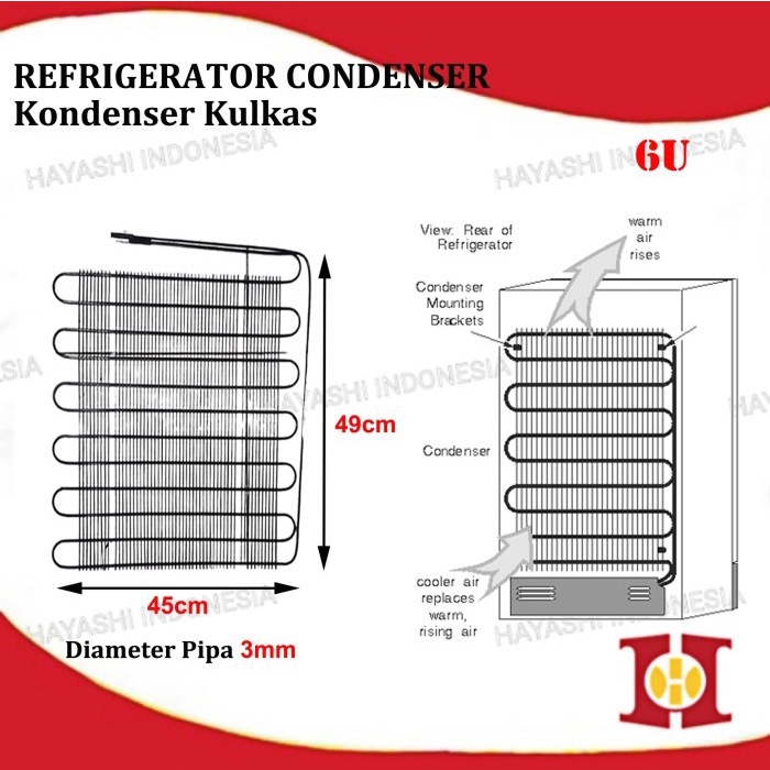 Jual Kondensor Kondenser Condenser Kulkas 1 2 Pintu Freezer 6U 8U 10U ...