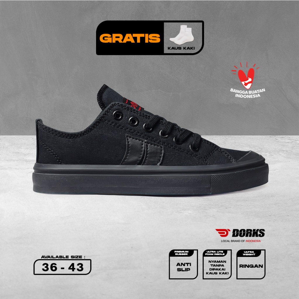 Jual Dorks Classic Low Full Black Sepatu Sneakers Casual Pria Shopee Indonesia 5628