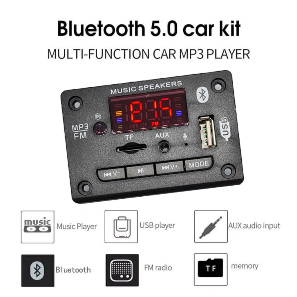 Jual SA modul mp3 bluetooth 5.0 USB AUX FM radio memory card | Shopee ...