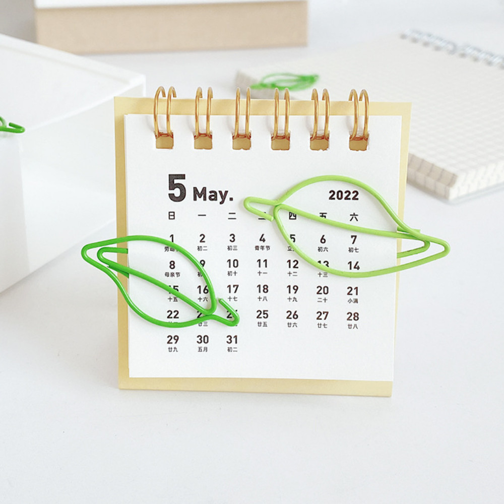 Jual 15/30pcs Green Paper Clips Leaves Shaped Stainless Steel Paper ...