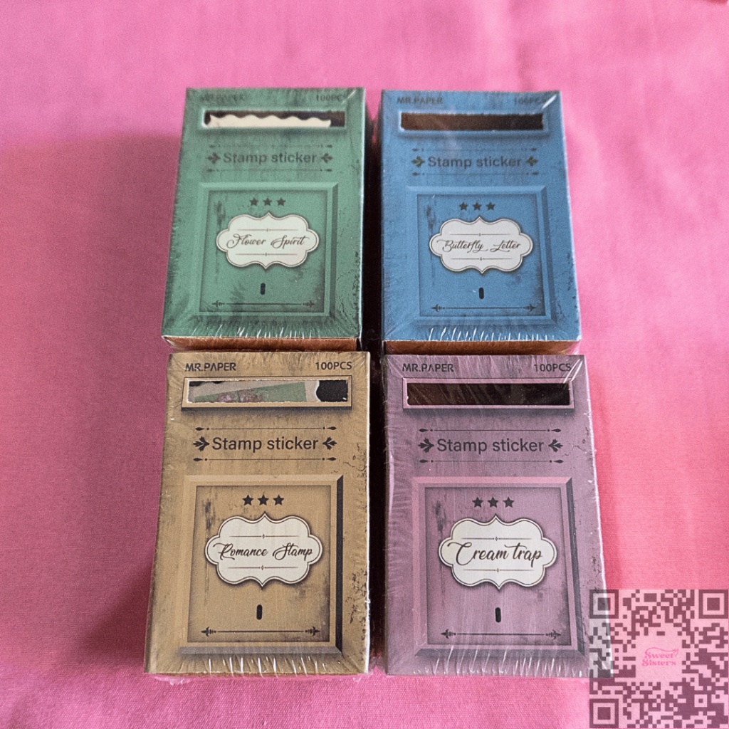 Jual [100 Pcs/Pack] Stamp Stiker Time Post Box Series Vintage Scrapbook ...