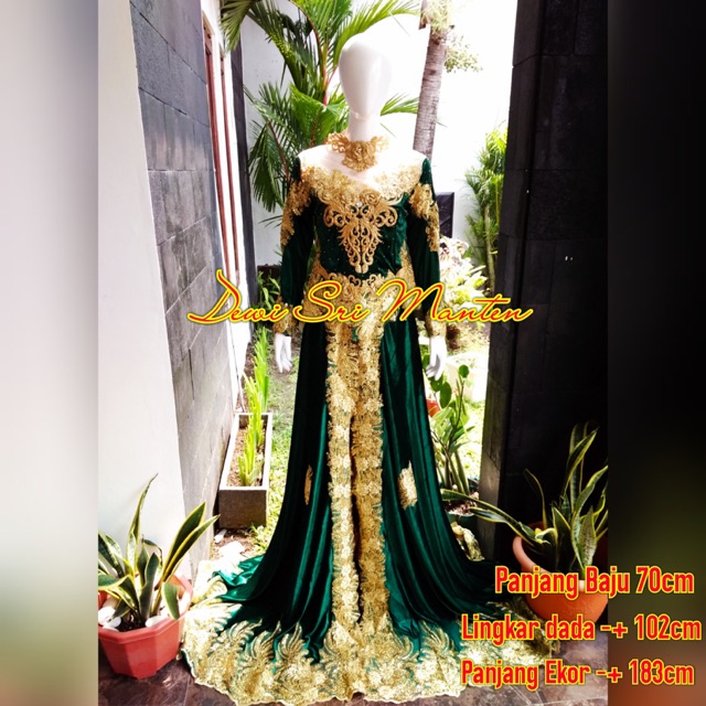 Jual Kebaya bludru hijau botol kebaya pengantin warna hijau botol