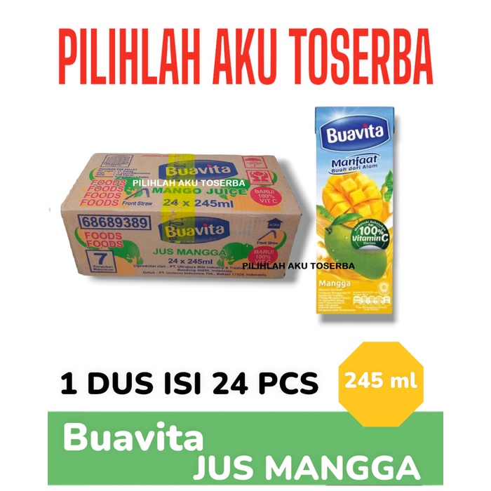 Jual Buavita Mango Jus Mangga 245 Ml Harga 1 Dus Isi 24 Shopee Indonesia 3631