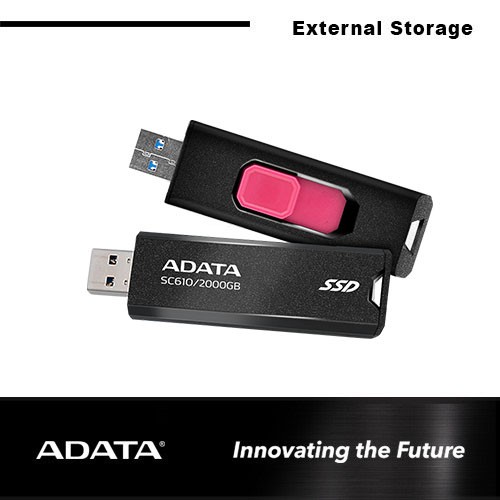 ADATA SC610 500 GB, EXTERNO SSD NEGRO, USB-A 3.2 GEN 2 SC610-500G-CBK/RD