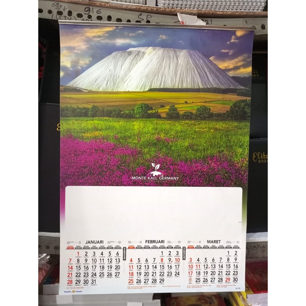 Jual kalender 2024 triwulan 4 lembar 3 bulanan Ao 105 pemandangan dunia