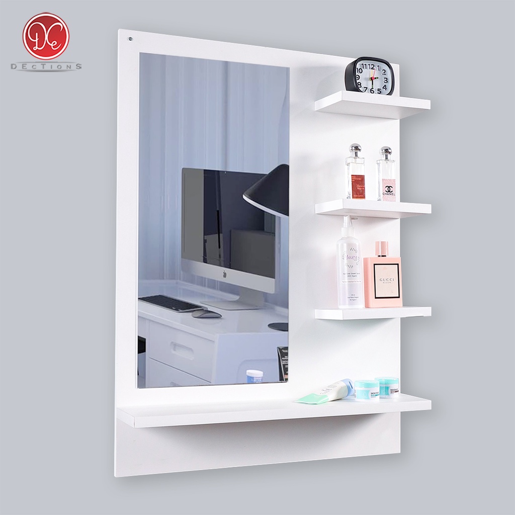 Jual Dections Cermin Rias Dinding Estetik dengan Rak Kayu untuk Kamar ...
