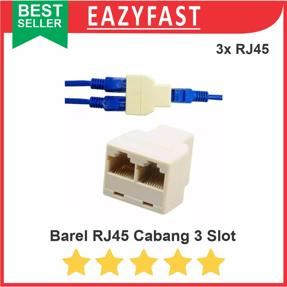 Jual Barel RJ45 RJ 45 Female Double Cabang 2 3 Port Sambungan Kabel LAN ...