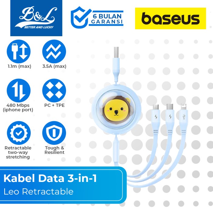 Jual Baseus Leo Retractable Kabel In A Usb To Micro Type C