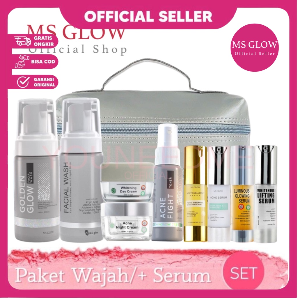 Jual Paket Perawatan Wajah Ms Glow Basic Series Whitening Acne Ultimate Luminous Shopee