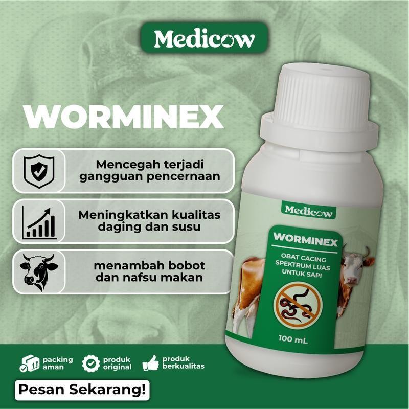 Jual Medicow Worminex Obat Cacing diare mencret kambing sapi 100ML ...