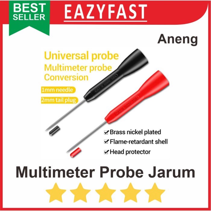 Jual Kabel Multimeter Jarum Kecil 1mm Probe Multitester Jack Tester AVO ...