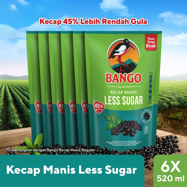 Jual BANGO LESS SUGAR 520ML | KECAP RENDAH GULA x6pack | Shopee Indonesia