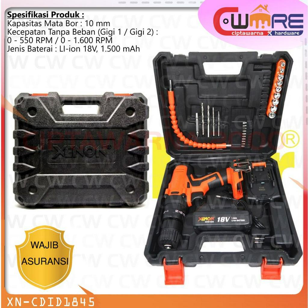 Jual XENON CDID 1845 Bor Listrik Tembok Beton Cordless Impact Drill Cw1